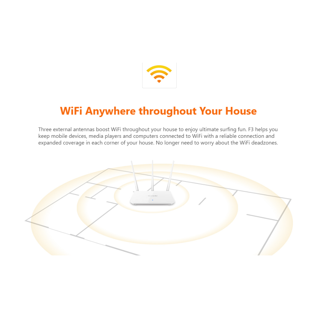 Tenda F3 N300 Single Band WiFi Router | Access Point | Wifi Extender | WISP