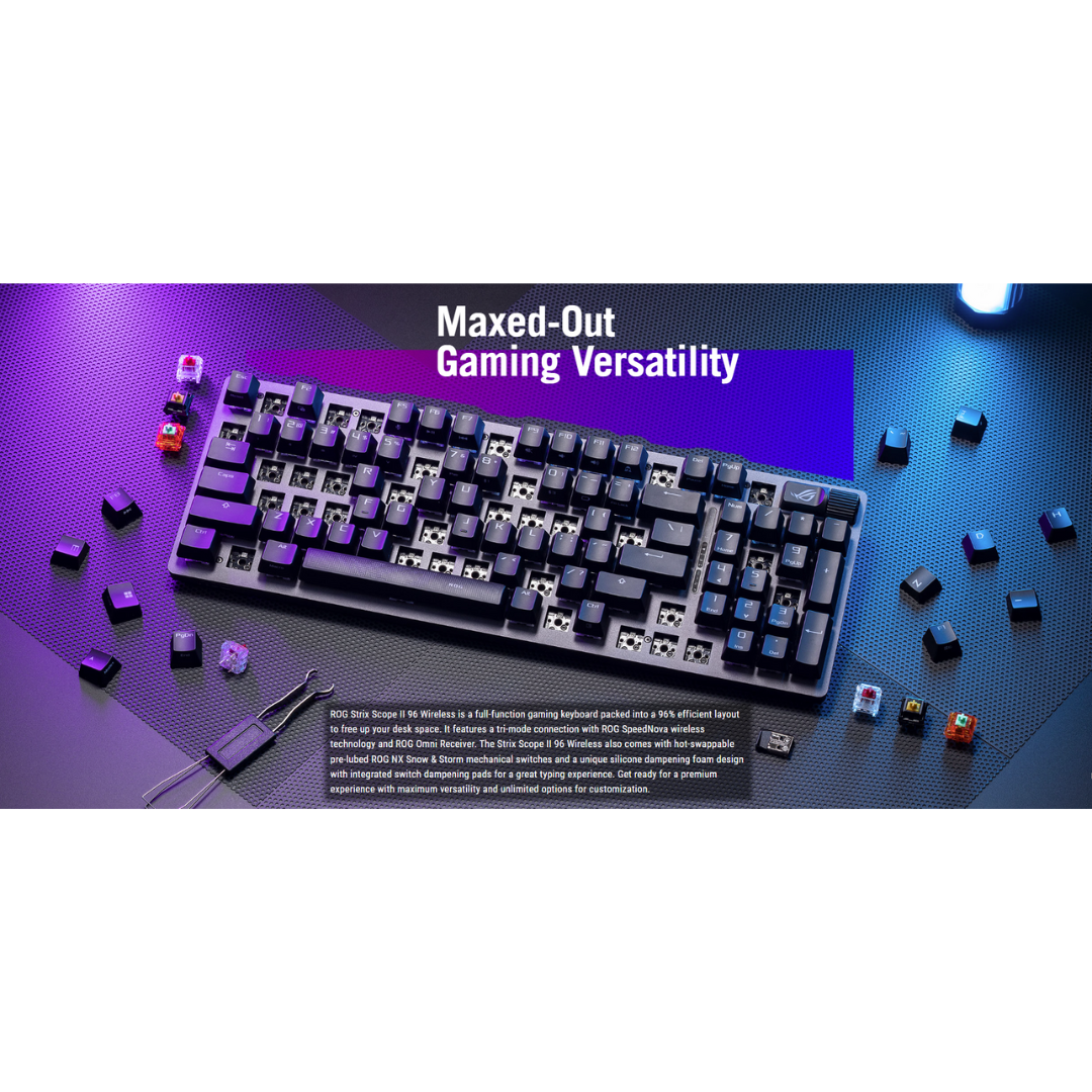 Asus ROG Strix Scope II 96 Wireless White Tri-Mode Hotswappable NX SNOW Mechanical Keyboard X901