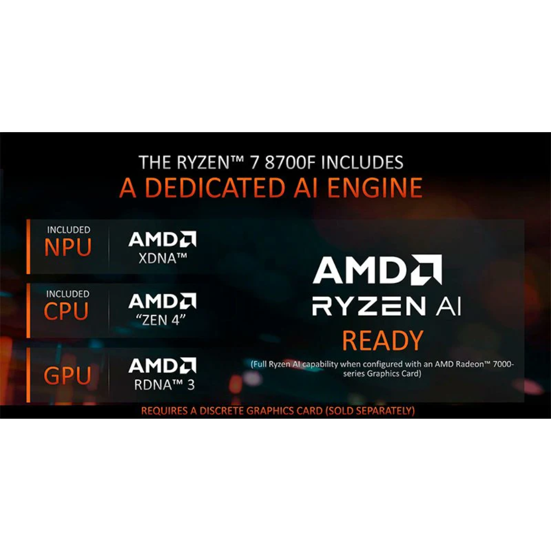 AMD Ryzen 7 8700F (AM5) Processor 8-Core 16-Threads MPK Tray