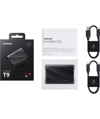 Samsung T9 Portable 1TB SSD Black USB 3.2 Gen 2X2 Read/Write Speeds of up to 2,000 MB/S MU-PG1T0B/WW