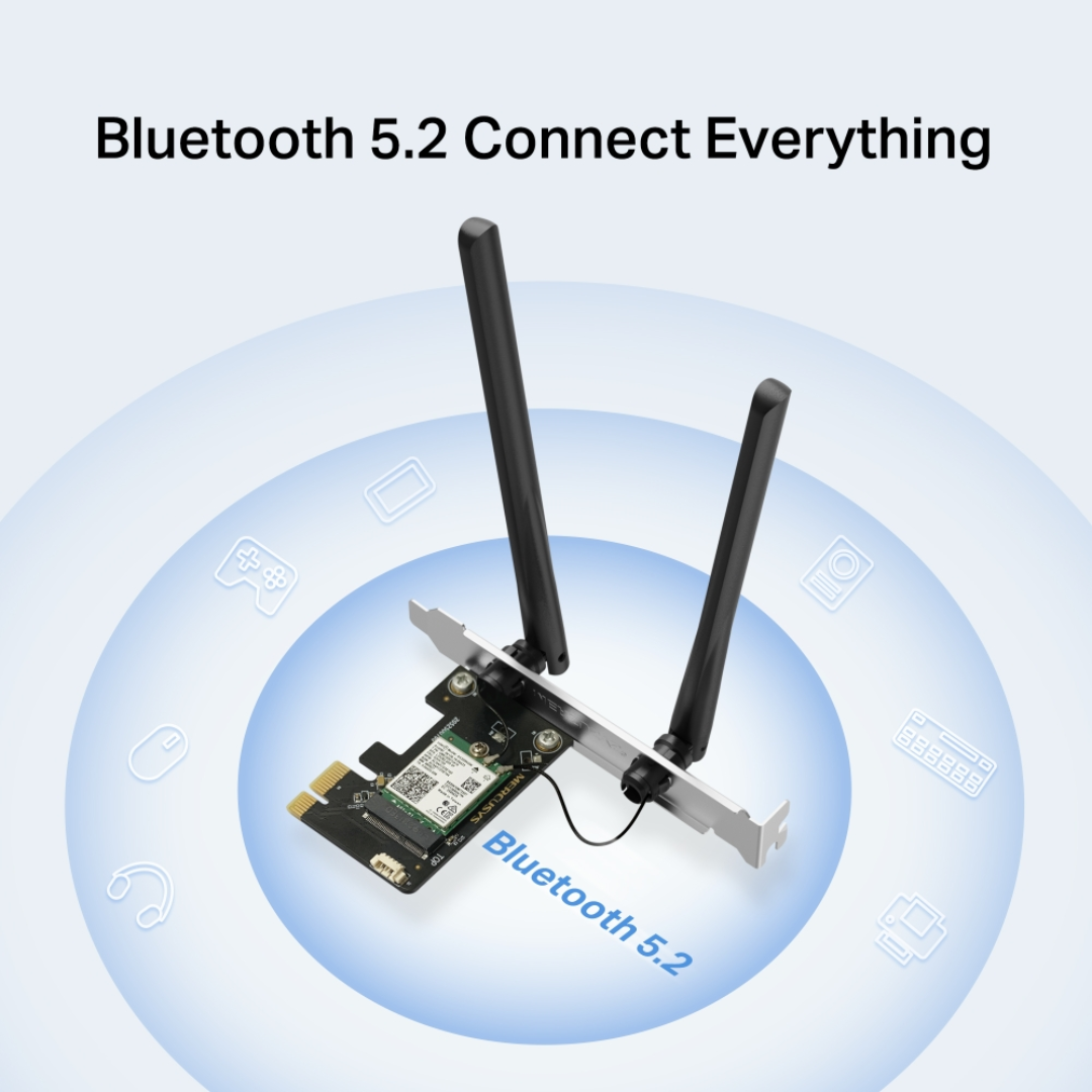 Mercusys MA80XE AX3000 Wi-Fi 6 Bluetooth 5.2 PCIe Adapter