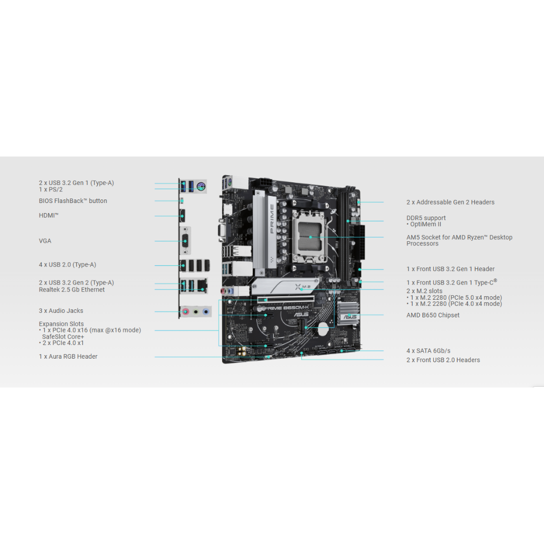 Asus Prime B650M-K DDR5 AM5 Motherboard