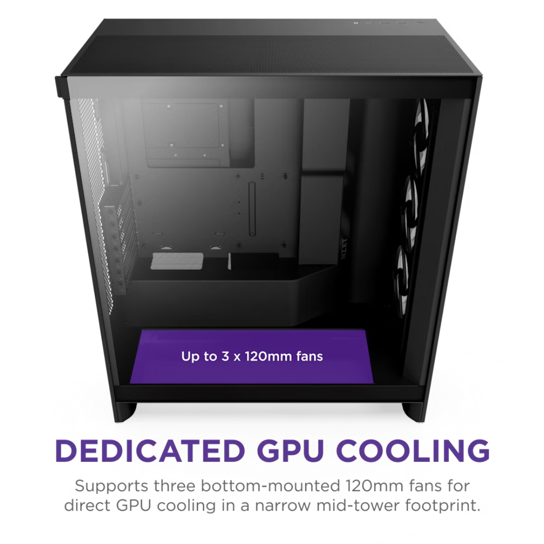 NZXT H7 Flow RGB AIRFLOW Black 2024 TG Mesh ATX Case CM-H72FB-R1