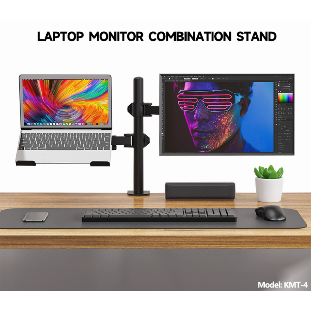 Inplay KMT-4 Dual Arm 2-in-1 Laptop Tray with 13-27" Monitor Mount