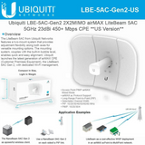 Ubiquiti LBE-5AC-Gen2 airMAX LiteBeam AC Gen2 2.4 / 5GHz 23dBi Wireless Broadband CPE