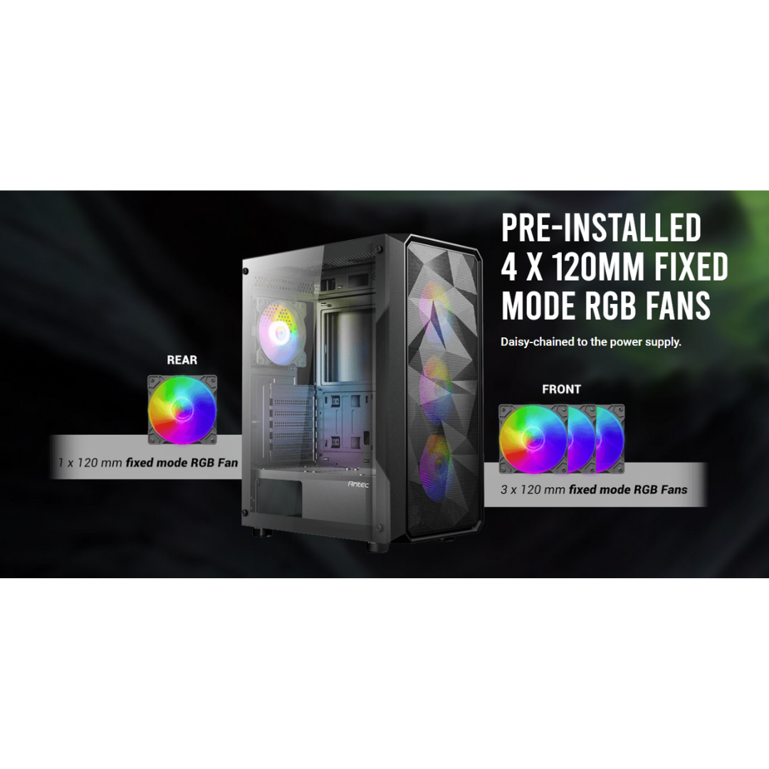 Antec AX83 RGB Elite Black ATX Mid Tower Case w/ 4X120mm RGB Fan