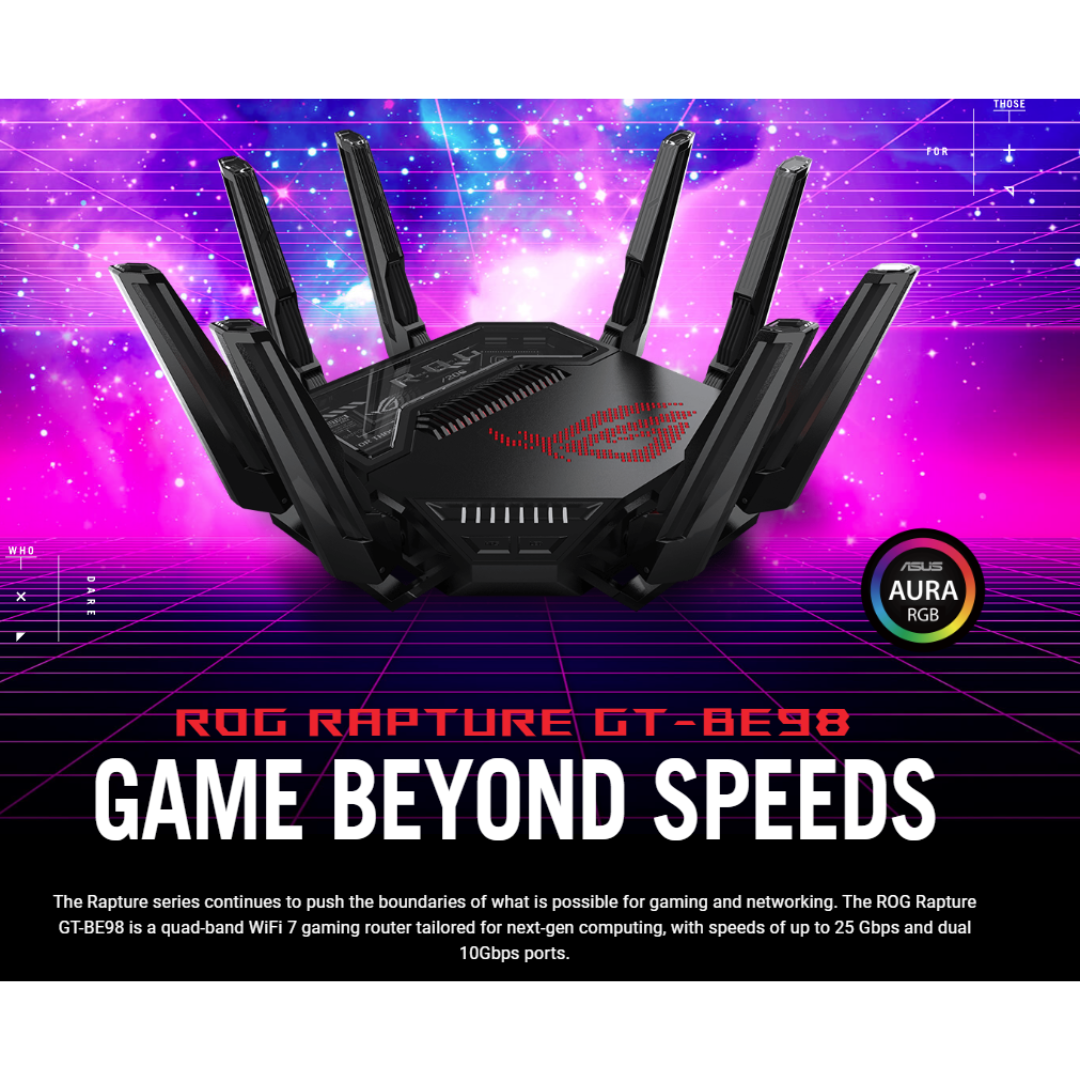 Asus ROG Rapture GT-BE98 BE25000 Quad-band WiFi 7 Gaming Router