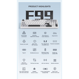 Aula F99 Pro Tri-Mode 96% 100-Key Gasket-Mounted Mechanical Keyboard with Knob (Nimbus Switch V3) (Gradient Gray)