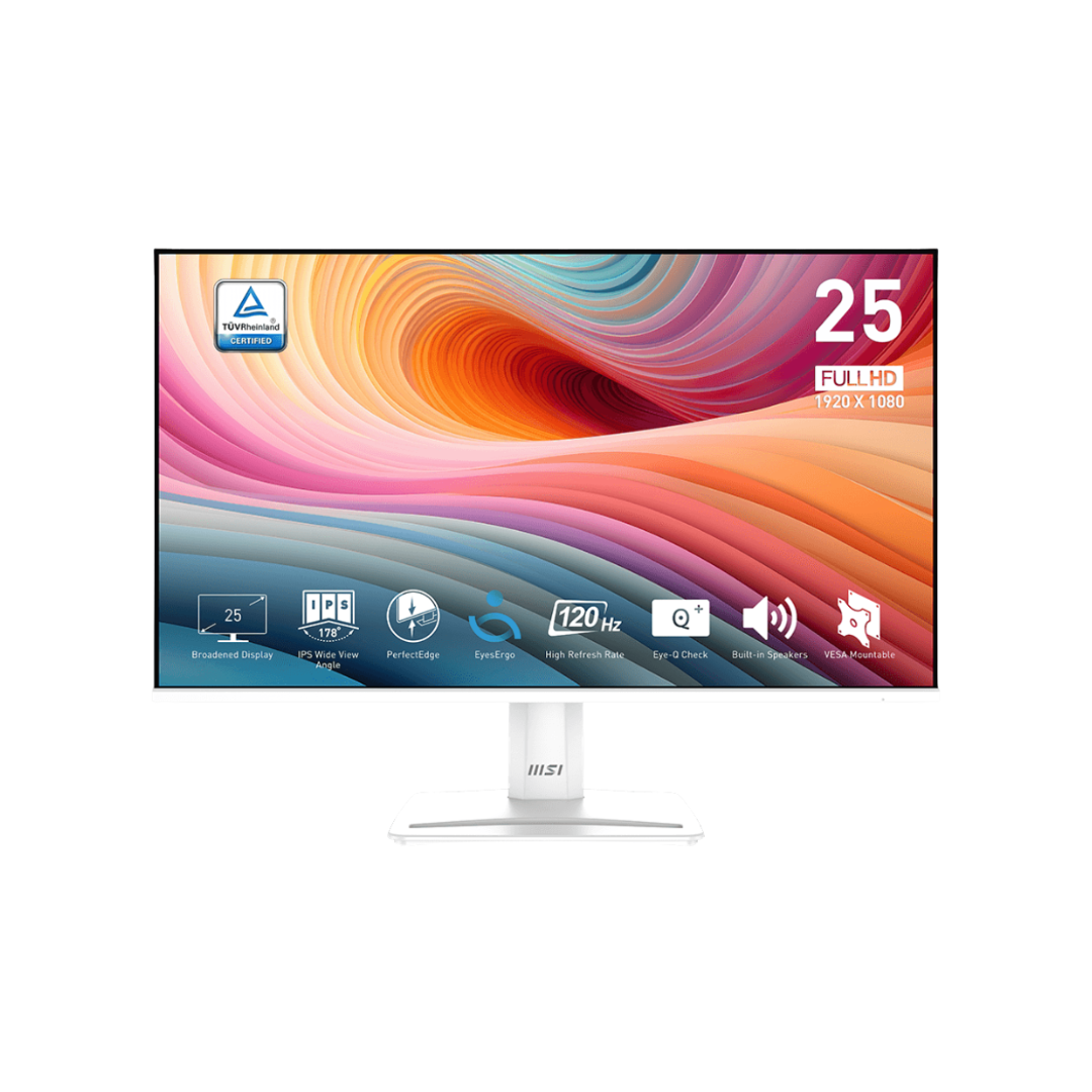 MSI Pro MP251W E2 24.5" IPS 120Hz FHD (1920x1080) 1ms (MPRT) / 4ms (GTG) Business Productivity Monitor with Tilt Adjustment (White)