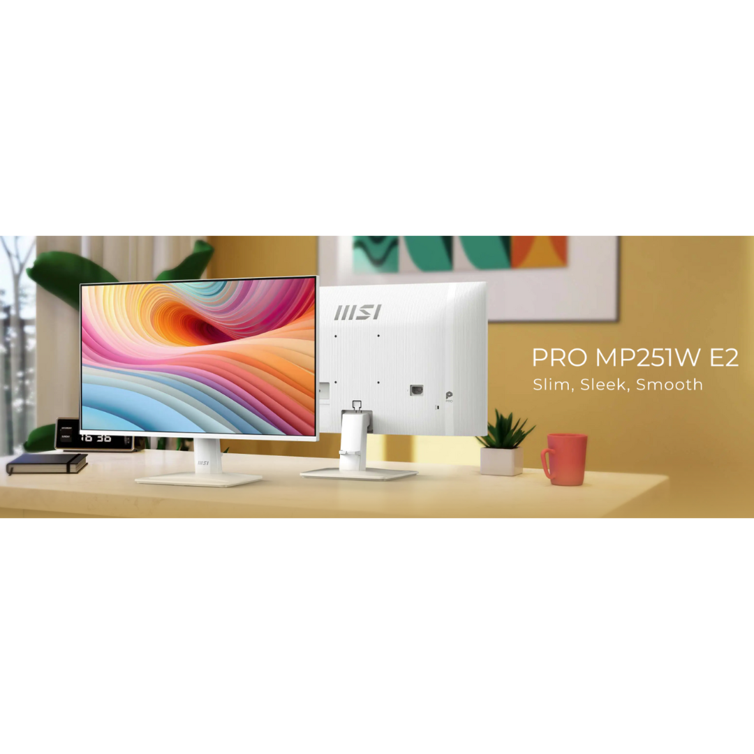 MSI Pro MP251W E2 24.5" IPS 120Hz FHD (1920x1080) 1ms (MPRT) / 4ms (GTG) Business Productivity Monitor with Tilt Adjustment (White)