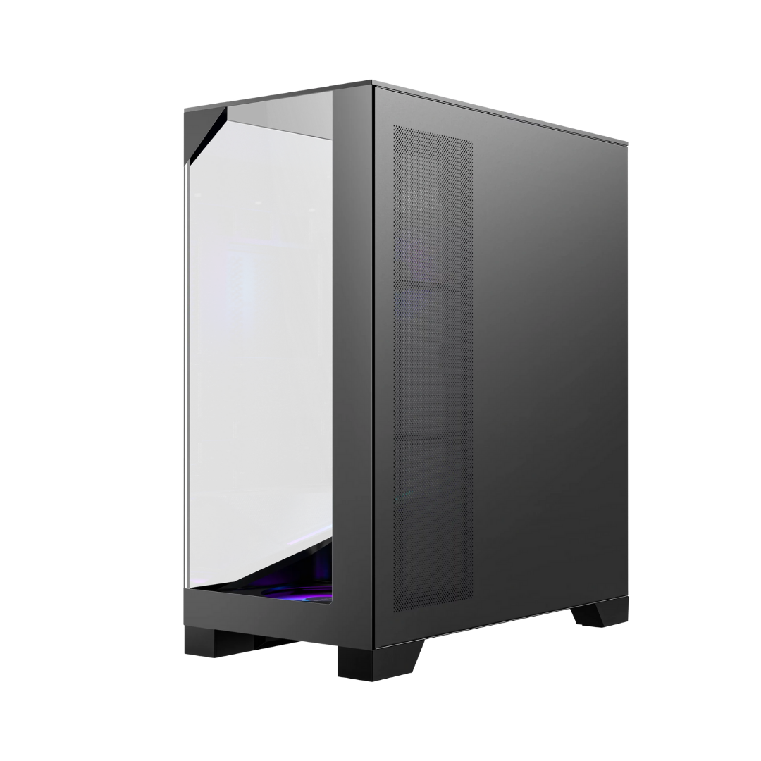 Okinos Aqua 93 Panoramic Mid-Tower ATX TG Gaming PC Case w/ 2x120MM ARGB Fans
