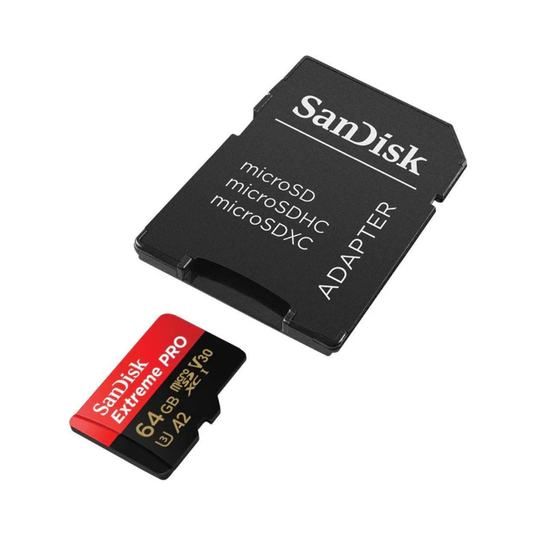 Sandisk Extreme Pro 64GB 200MB/S MICROSDXC UHS-1 Card With Adapter SDSQXCU-064G-GN6MA