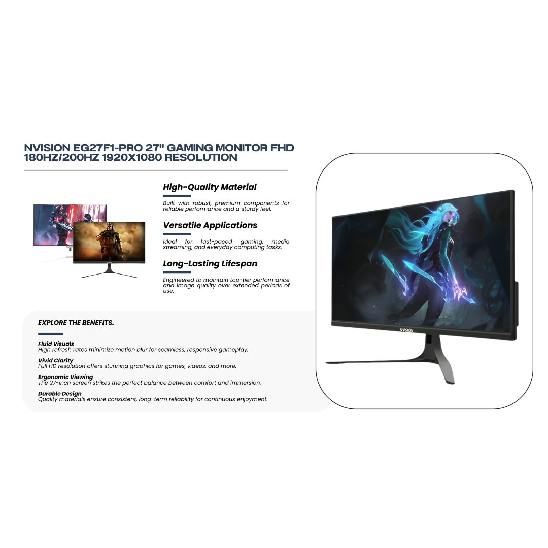 Nvision EG27F1 PRO 27" IPS 200Hz 1920X1080 Gaming Monitor