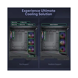 Okinos Aqua 9 Panoramic Mid-Tower ATX TG Gaming PC Case w/ 5x120MM ARGB Fans