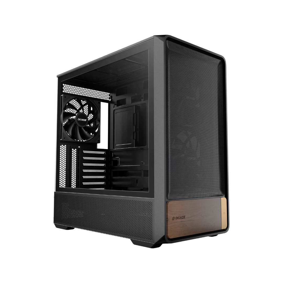 Okinos Air Cross Mid-Tower ATX TG Gaming PC Case w/ 3x140MM Black PWM Fans and 2x120MM ARGB Fans
