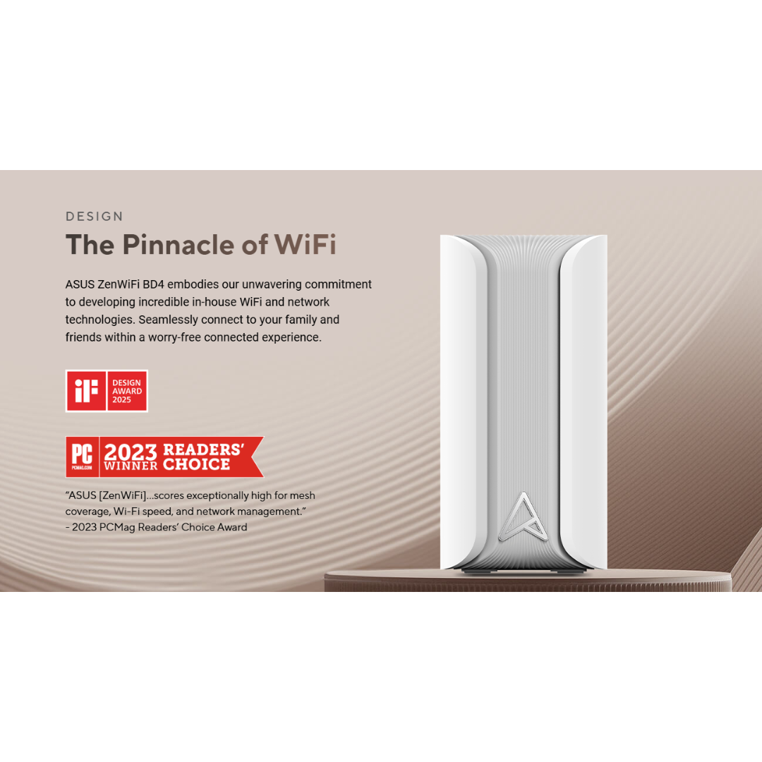 Asus ZenWiFi BD4 BE3600 1-Pack Dual-Band WiFi 7 Whole Home Mesh System Extendable Router