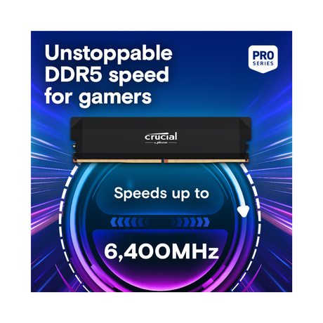 Crucial Pro 32GB Kit 2x16GB DDR5 6000MTs UDIMM Desktop Memory, CL36, 1.35V, AMD EXPO & Intel XMP CP2K16G6OC36U5B