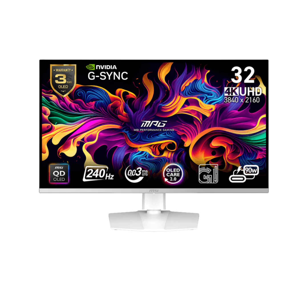 MSI MPG 321URXW QD-OLED White 31.5" 240Hz UHD 3840X2160 0.03 (GTG) G-Sync Compatible Gaming Monitor