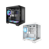 Okinos Mirage 4 ES Dual Chamber Mini-Tower mATX TG Gaming PC Case w/ 3x120mm ARGB (Black | White)