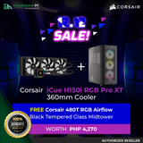 Corsair iCue H150i RGB Pro XT 360mm Cooler + Corsair 480T RGB Black Tempered Glass Midtower Case