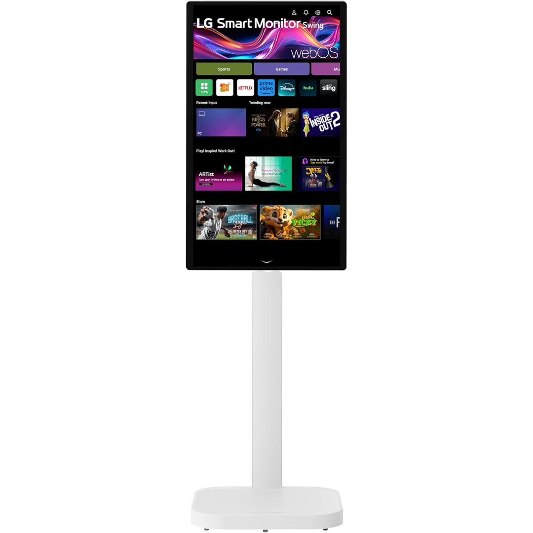 LG 32U889SA-W 32" IPS 4K UHD Touchscreen Smart Monitor Swing with Tilt, Height, Swivel, and Portrait Mode with wheels