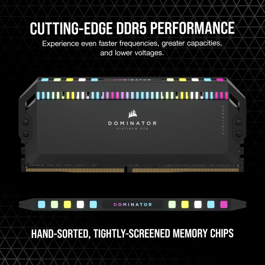 Corsair Dominator Platinum RGB 64GB 32Gx2 DDR5 6000MTs CL30 CMT64GX5M2B6000Z30