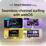 LG 32U889SA-W 32" IPS 4K UHD Touchscreen Smart Monitor Swing with Tilt, Height, Swivel, and Portrait Mode with wheels