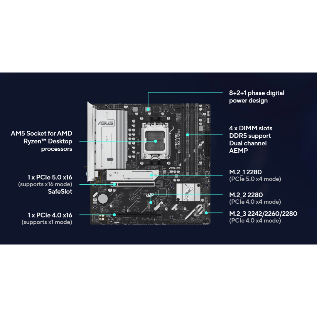 Asus Prime B850M-A WIFI-CSM DDR5 AM5 Motherboard