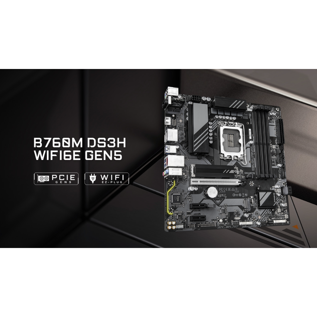 Gigabyte B760M DS3H WiFi6E Gen5 DDR5 LGA 1700 Motherboard