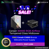 Corsair 3000D RGB Airflow TG Midtower + Corsair CX650 Bronze 650W Power Supply