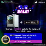 Corsair 4000D White TG Midtower + Corsair Force MP510 M.2 240GB NVME Gen3