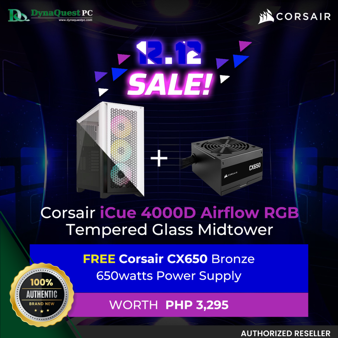 Corsair iCue 4000D Airflow RGB TG Midtower + Corsair CX650 Bronze 650W Power Supply