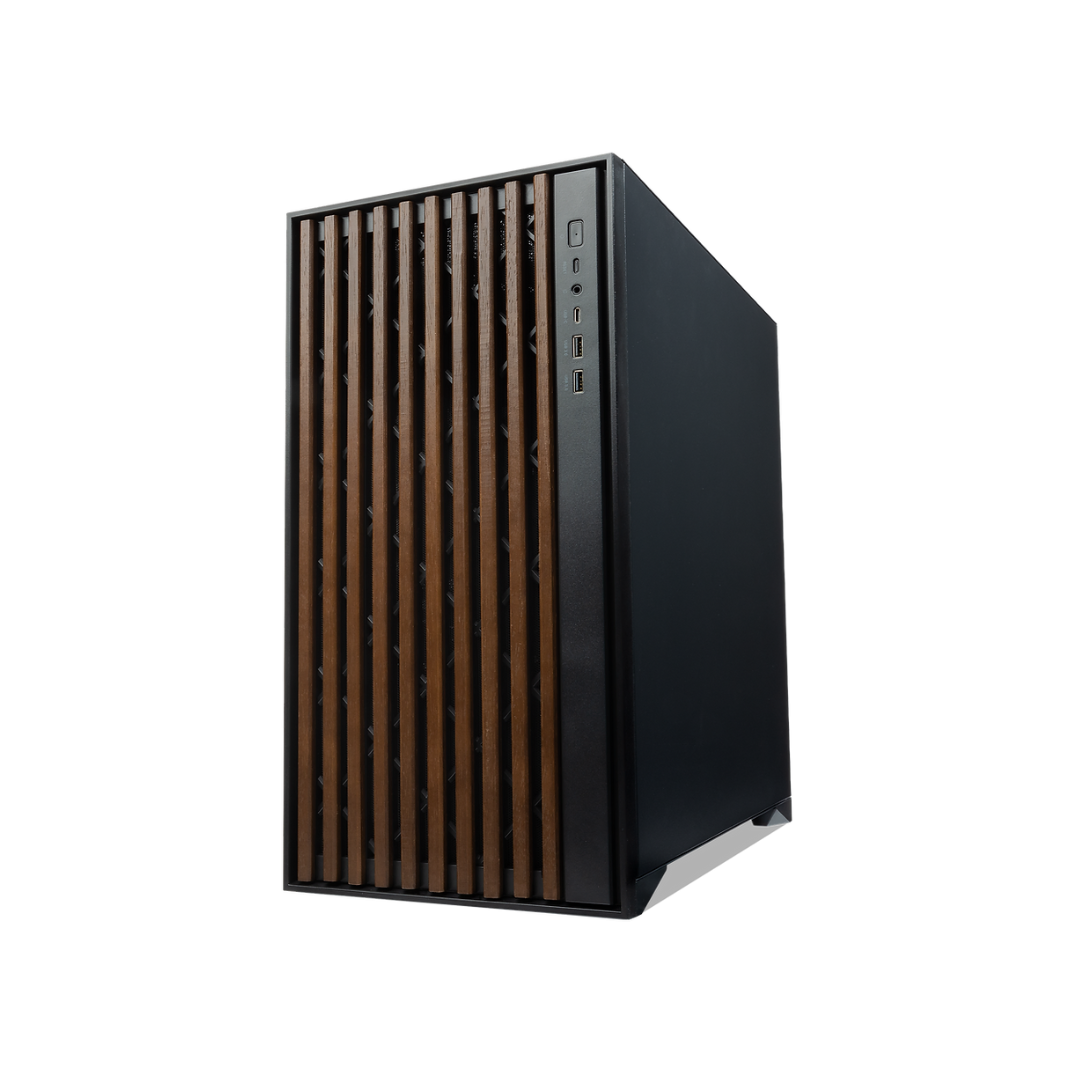 Tecware Timber L Black High Airflow ATX Wood Case TG w/ 4x120mm Fan