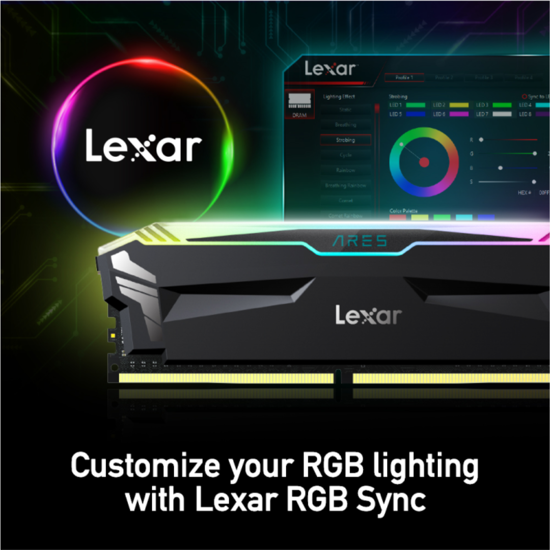 Lexar ARES RGB 32GB (16GBx2) DDR4 3600MHz UDIMM Desktop Memory LD4BU016G-R3600GDLA