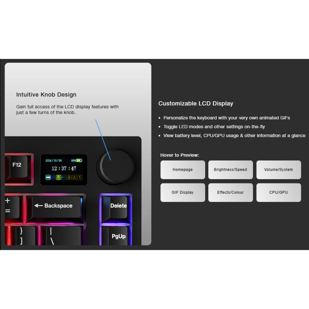 Tecware Spectre 75 LCD 3-Mode Cocoa Brown Tactile Gaming Keyboard