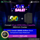 Corsair iCue H115i Elite Capellix 280mm Cooler + Corsair 3000D Airflow Black TG Midtower Case