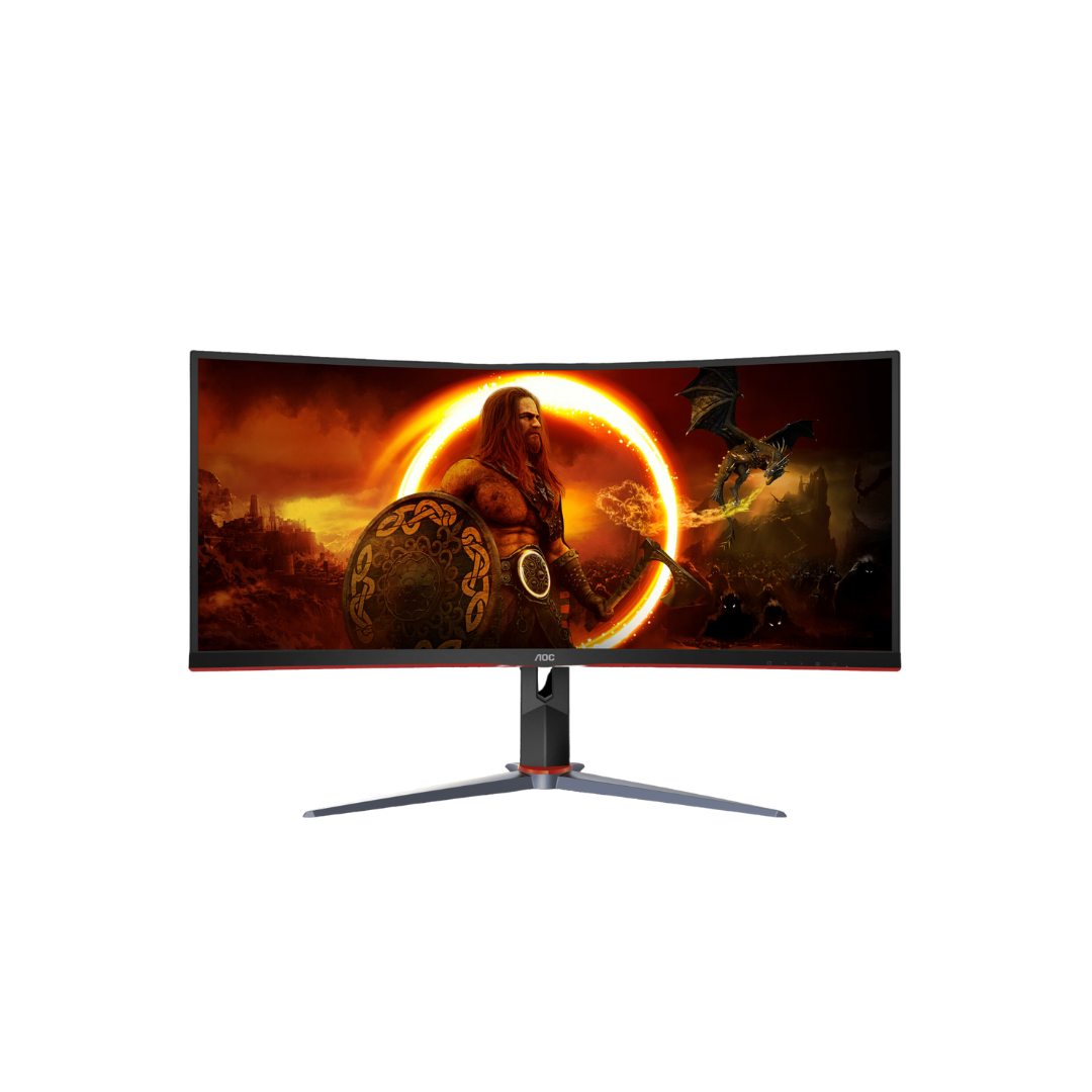 AOC CU34G2XP 34" WQHD (3440x1440) 180Hz 1ms MPRT/ 1ms GtG AdaptiveSync DisplayHDR 400 VA Curved Gaming Monitor (Black/Red)