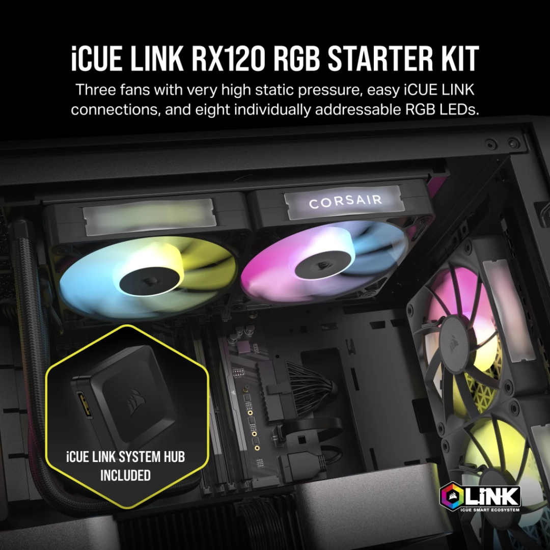 Corsair ICUE Link RX120 3in1 Starter Kit Black Case Fan CO-9051010-WW