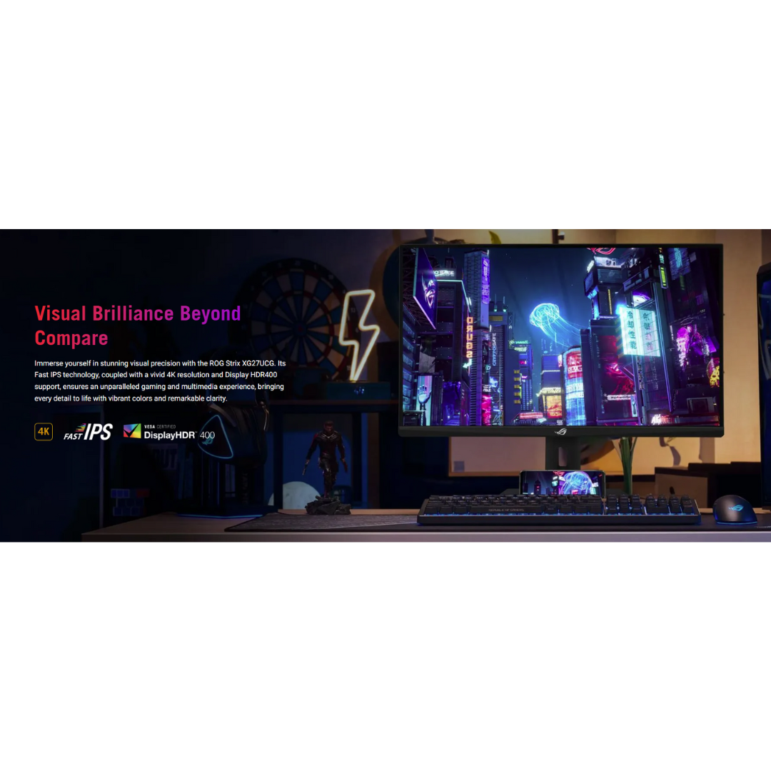 Asus ROG Strix XG27UCG 27" Fast IPS 3840x2160 Dual Mode (4K 160Hz or FHD 320Hz) 1ms GTG Gaming Monitor