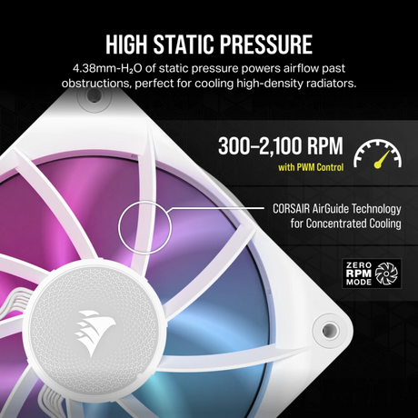 Corsair iCue Link RX120 RGB 120mm White PWM Single Fan Expansion CO-9051021-WW