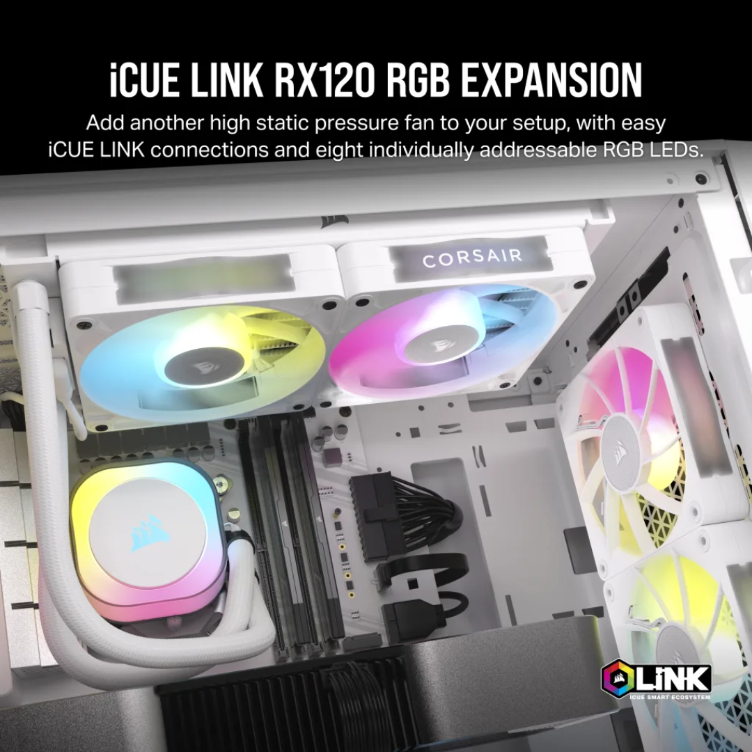 Corsair iCue Link RX120 RGB 120mm White PWM Single Fan Expansion CO-9051021-WW