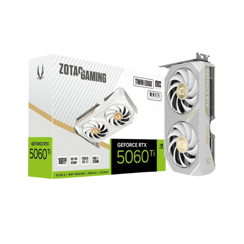 Zotac RTX 5060 Ti 16GB Twin Edge OC GDDR7 White Graphics Card ZT-B50620Q-10M