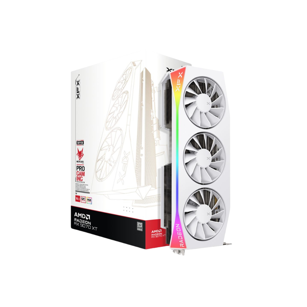 XFX Mercury RX 9070 XT Pro Gaming OC RGB 16GB GDDR6 White Graphics Card RX-97TRGBBW9