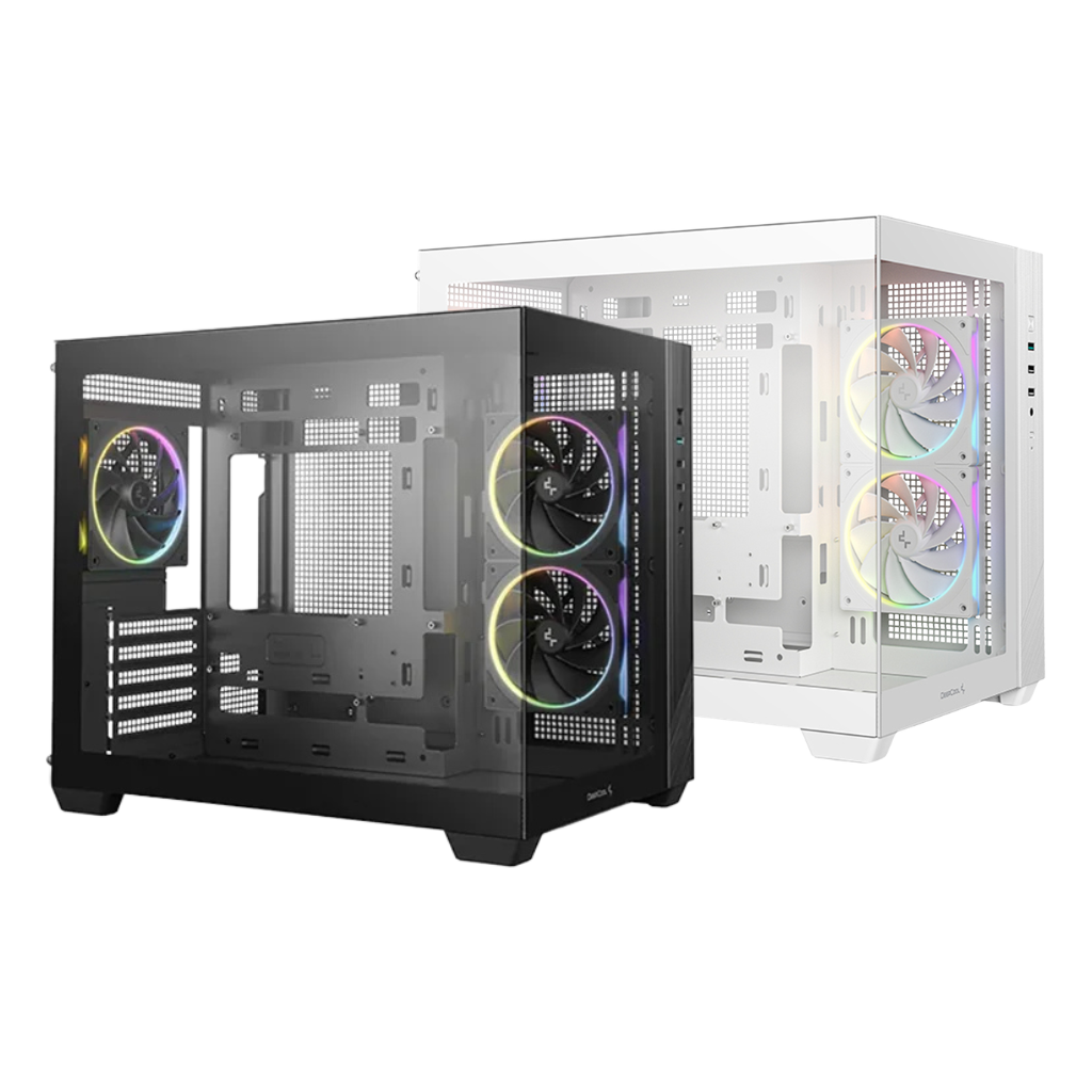 DeepCool CG330 3F Panoramic Glass Panel Dual Chamber M-ATX PC Case (Black R-CG330-BKNGM3-G | White R-CG330-WHNGM3-G)