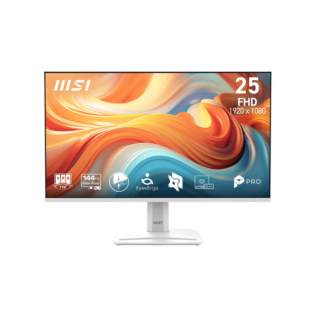 MSI Pro MP251W E14A 24.5" IPS 144Hz FHD 1920x1080 1ms (MPRT) / 4ms (GTG) Business Productivity Monitor With Tilt Adjustment (White)