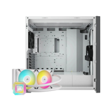 Corsair 5000D Tempered Glass Mid-Tower ATX PC Case White CC-9011209-WW + Corsair iCUE H100i Elite Capellix XT 240mm Radiator Liquid CPU Cooler White CW-9060072-WW