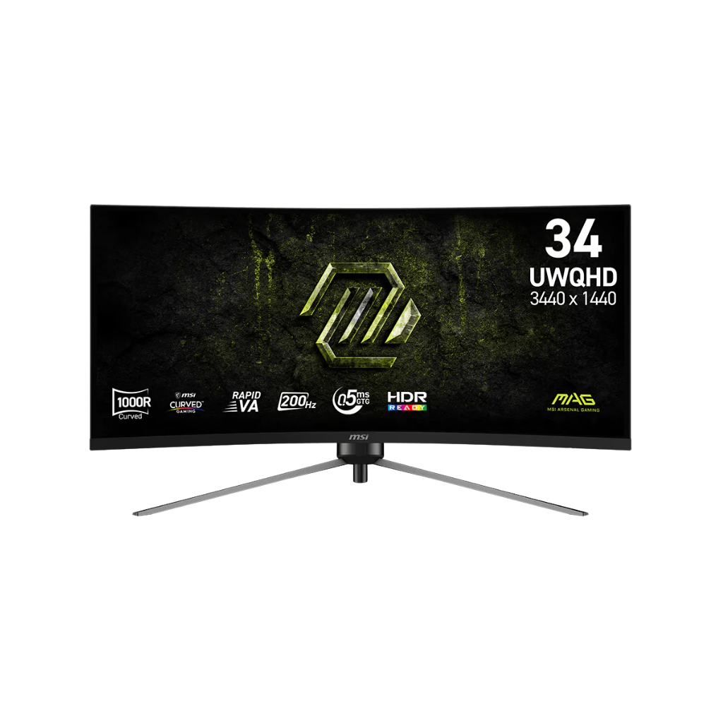 MSI MAG 345CQRF E20 34" Curved VA 200Hz UWQHD 3440x1440 0.5ms GTG Rapid Gaming Monitor with Tilt/ Height/ Swivel/ Pivot Adjustment