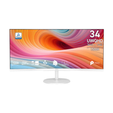 MSI Pro MP341CQW E12 34" VA 120Hz UWQHD 3440x1440 1ms MPRT/4ms GTG Business & Productivity WHITE Monitor with Tilt Adjustment