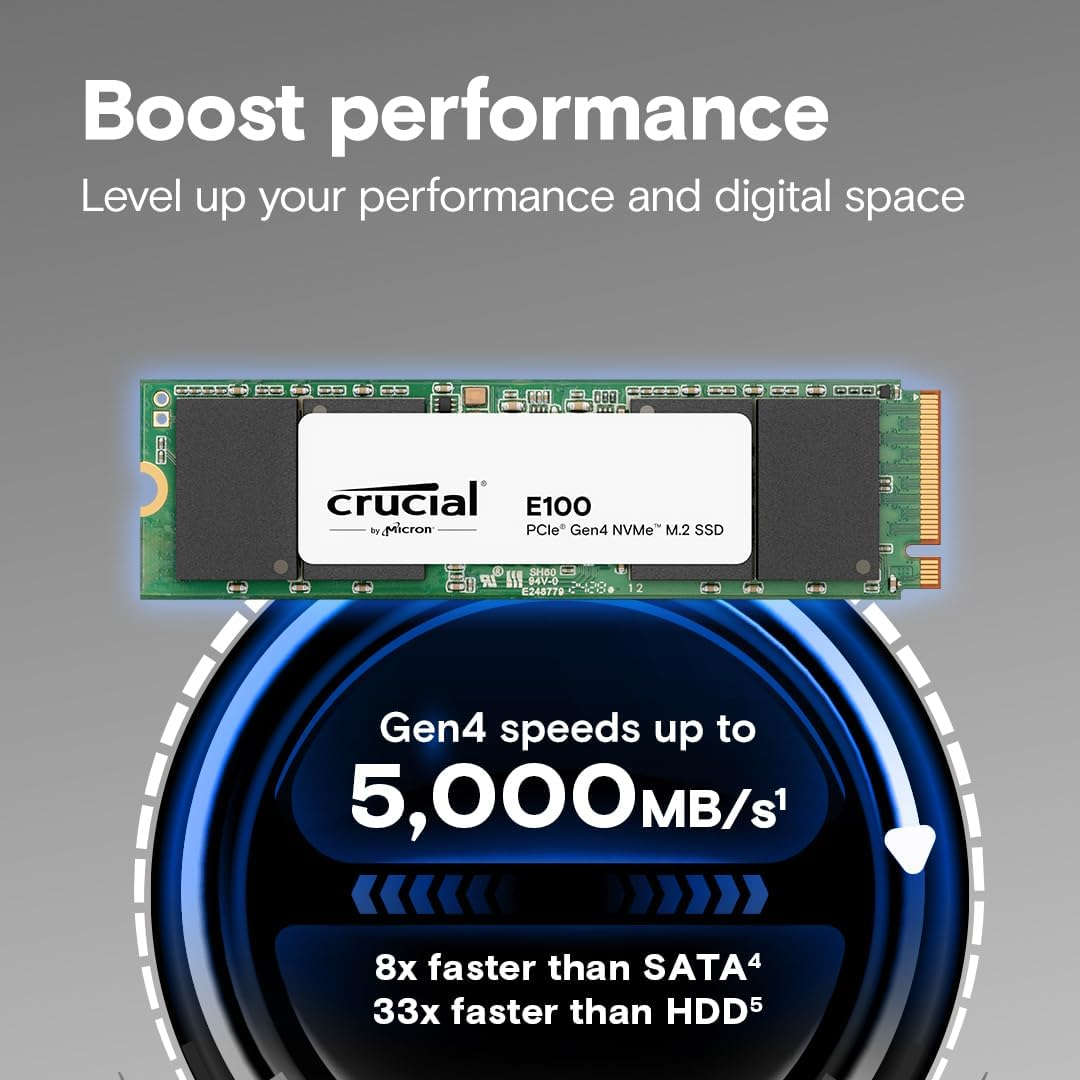 Crucial E100 Plus M.2 1TB NVMe Gen4 SSD CT1000E100SSD8