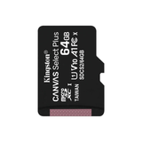 Kingston SDCS3/64GB Canvas Select Plus 64GB 100mb/s MicroSD Memory Card with Android A1 Performance Class